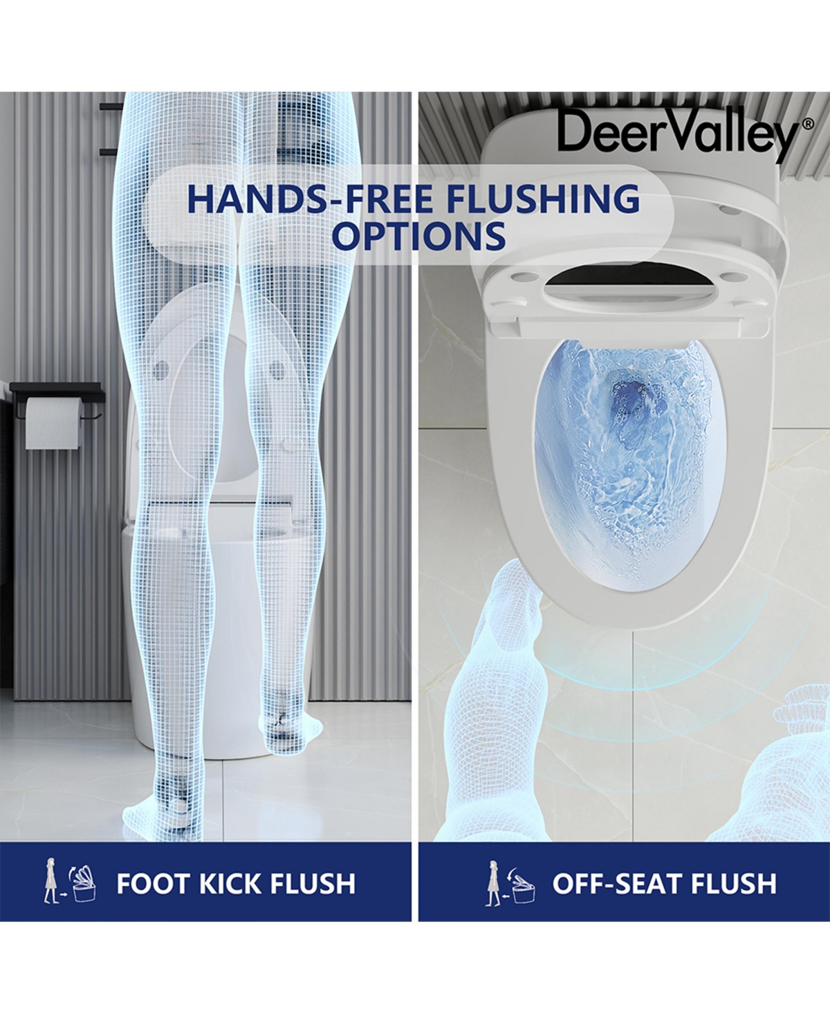 DeerValley Smart Toilet, Auto Flush, Heated Seat, Tankless One-Piece Toilets For Bathrooms