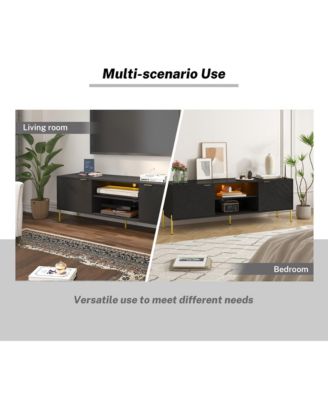 1 PC wooden Unique Herringbone Design Multifunctional TV Stand With LED Light