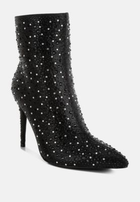 Womens Lobelia Rhinestones Embellished Stiletto Boots