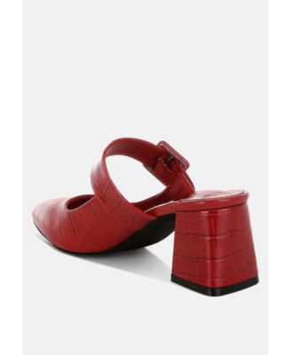 Pinacola Croco Buckle Strap Detail Mules