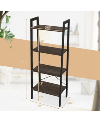 4-Tier Bookshelf with Metal Frame and Adjustable Foot Pads