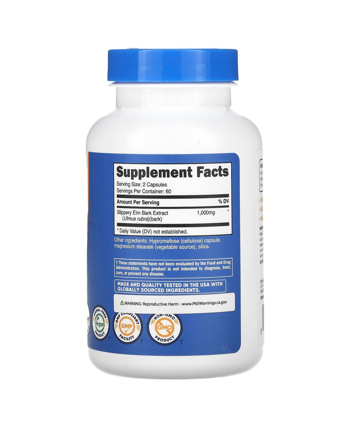 Nutricost Slippery Elm Bark 1 000 mg - Capsules (500 mg per Capsule)