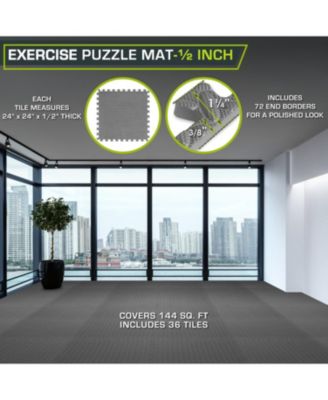 Exercise Puzzle Mat 1/2-in, Blue, 144 Sq Ft - 36 Tiles