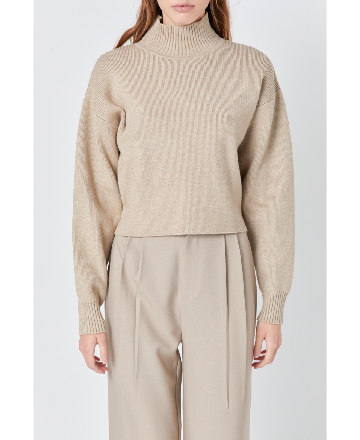 Women's Cropped Sweater - Beige