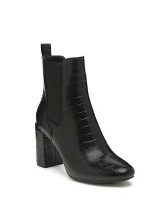 Womens Babbel Faux Leather Block Heel Ankle Boots