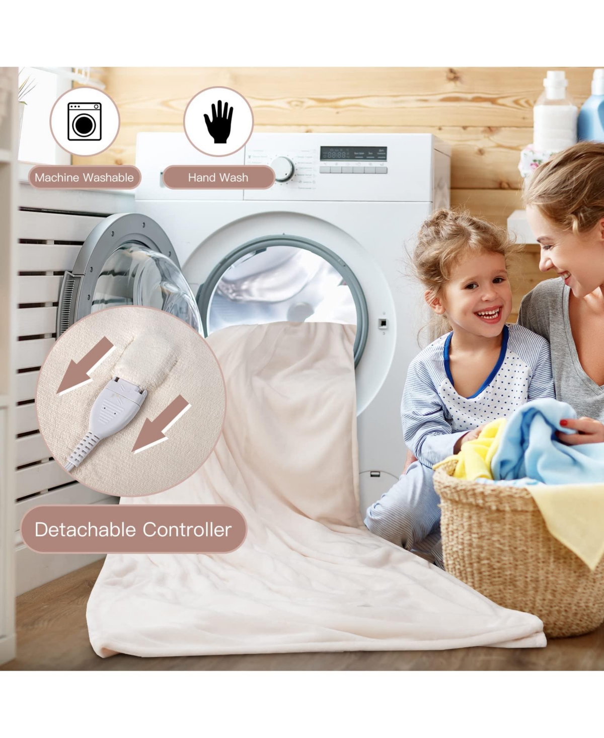 Gouun 62 x 84 Inch Twin Heated Throw Blanket with Timer -khaki