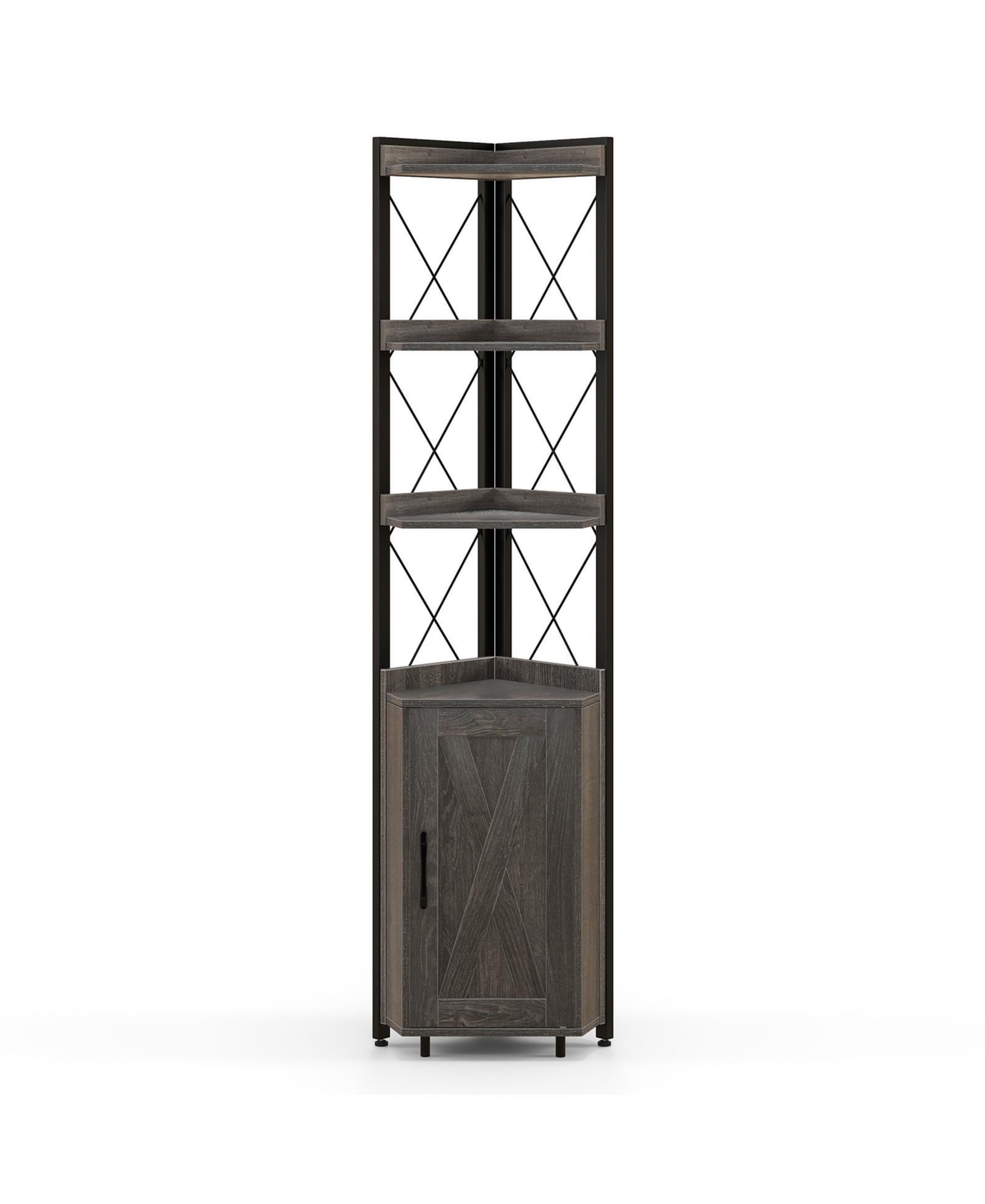 Gouun Tall Corner Storage Cabinet with 3-Tier Shelf and Enclosed Cabinet