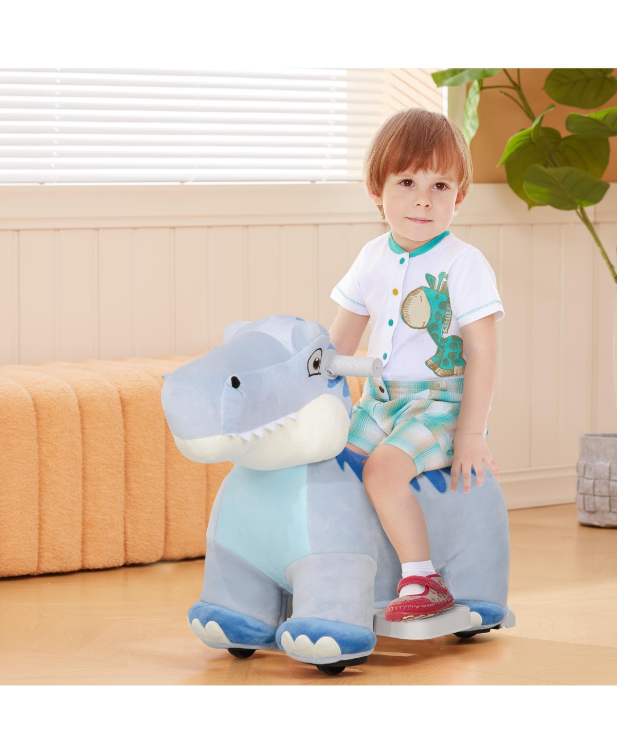 Qaba 6V Kids Electric Ride on Animal with Music Forward,