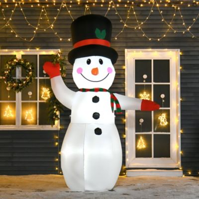 8' Christmas Inflatable Waving Snowman Yard Decorations w/ LED Lights