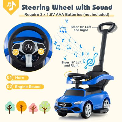 3 in 1 Ride on Push Car Mercedes Benz Toddler Stroller Sliding Car
