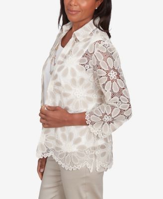 Women's Coming up Roses Medallion Lace Two in One Top with Necklace