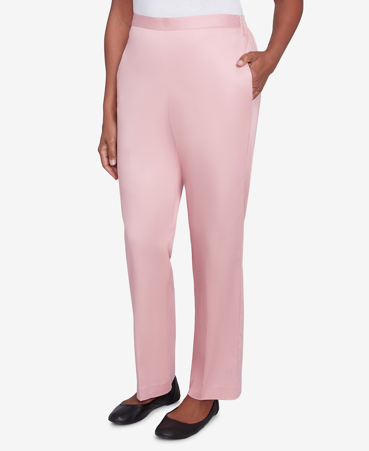 Alfred Dunner Petite Telluride Millennium Faux Fly Front Short Length Pants In Rose