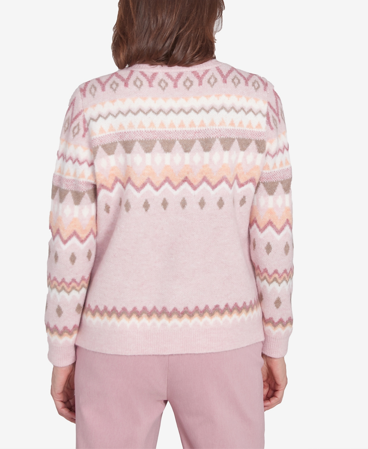 Alfred Dunner Women's Telluride Floral Embroidered Fairisle Sweater