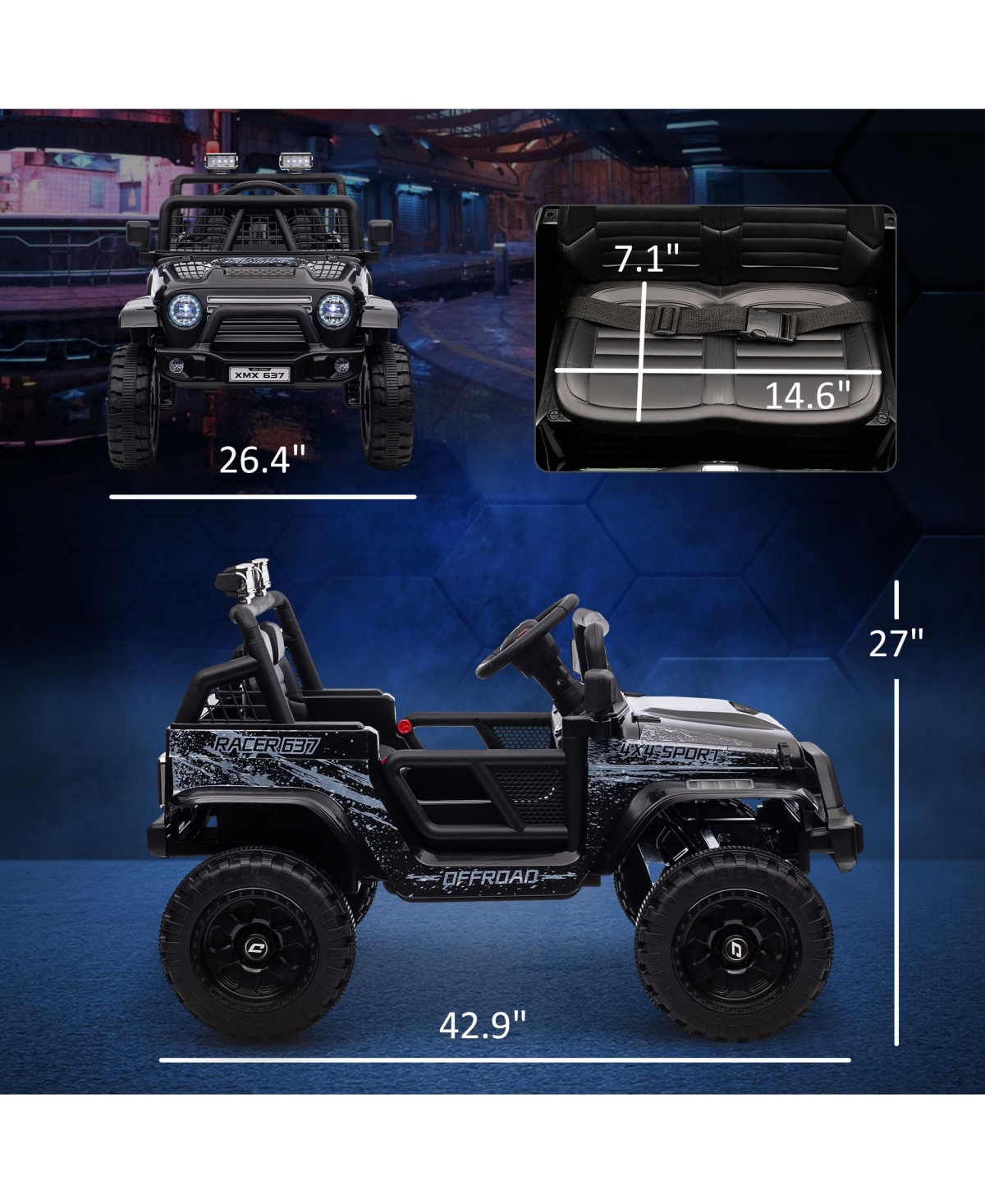 Qaba 12V Ride on Car, Truck w/ 4 Suspension Wheels,
