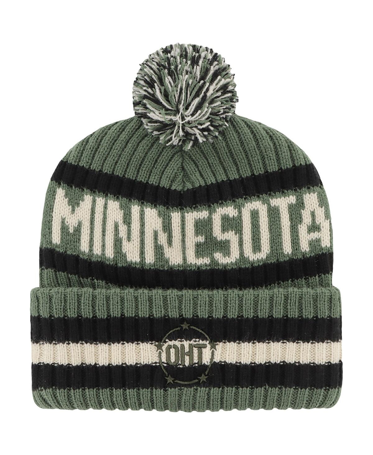 47 Brand Men's Green Minnesota Golden Gophers Oht Military Appreciation Bering Cuffed Knit Hat With Pom In Green