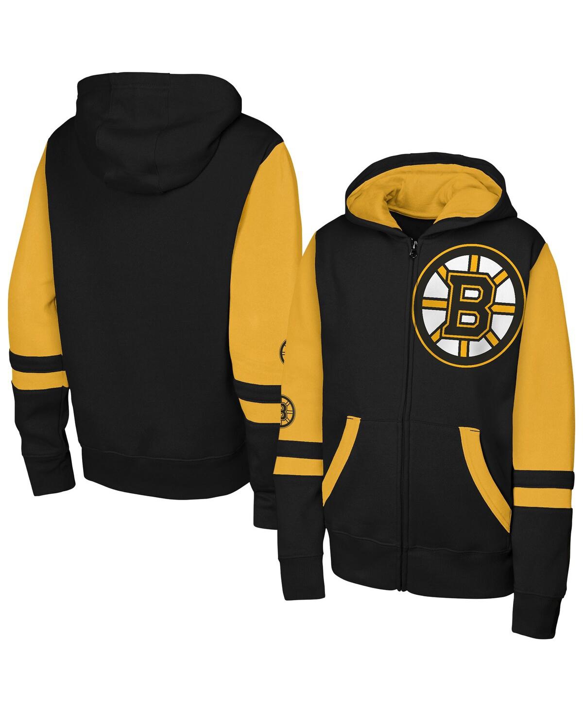 Outerstuff Big Boys And Girls Black Boston Bruins Face Off Full-zip Hoodie In Black