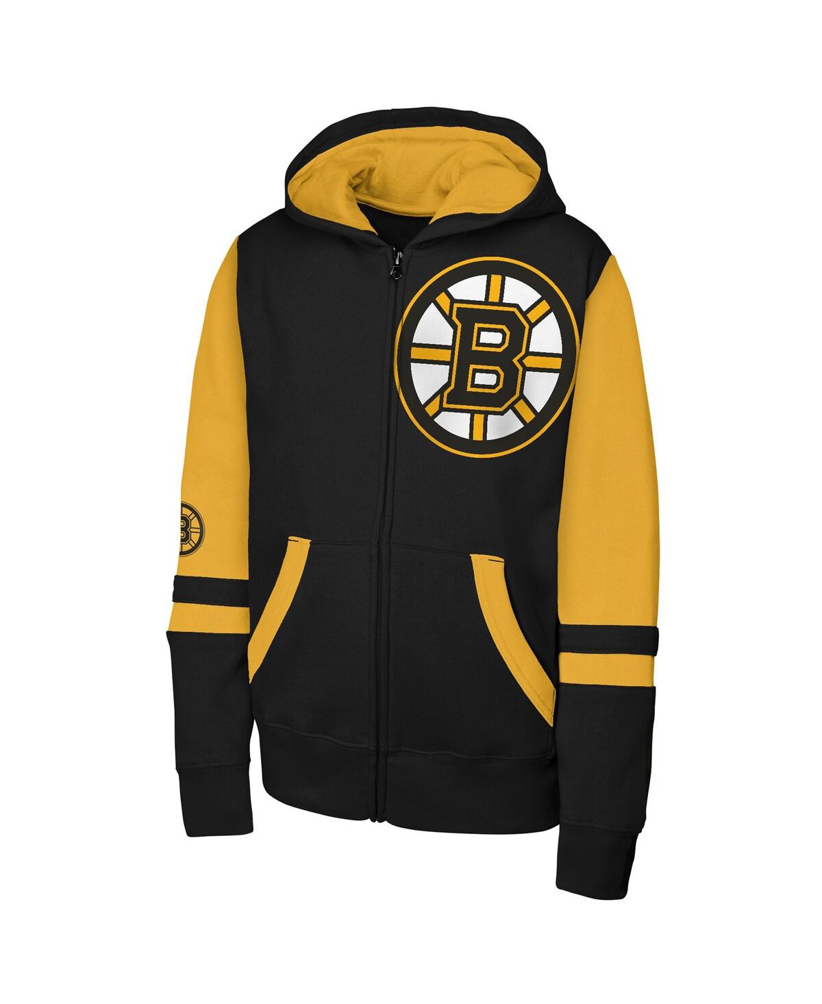 Outerstuff Big Boys And Girls Black Boston Bruins Face Off Full-zip Hoodie In Black