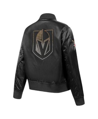 Women's Black Vegas Golden Knights Rhinestone Jewels Satin Full-Snap Jacket