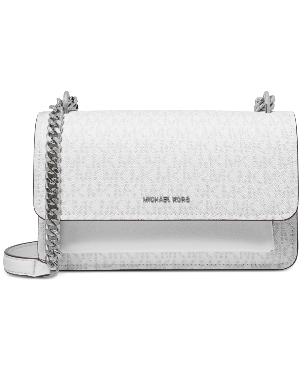 Michael Kors Claire Shoulder Bag In Optic White,allum