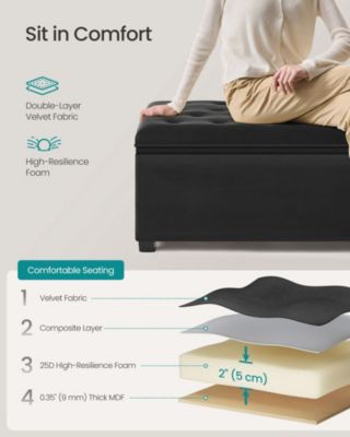 Upholstered Storage Bench with Hidden Compartment and Legs for End of Bed