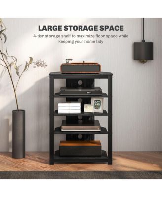 TV Sd with 4-Tier Storage Shelves and Steel Frame,