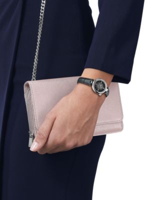 Women's Swiss Desir Black Leather Strap Watch 28mm