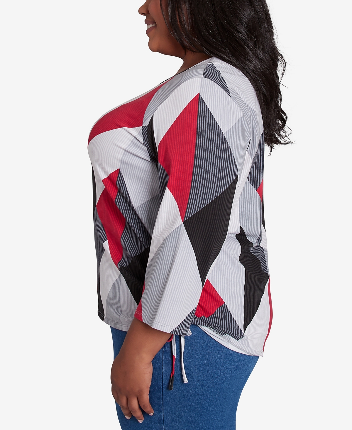 Alfred Dunner Plus Size Stained Glass Print Crew Neck Top In Multi