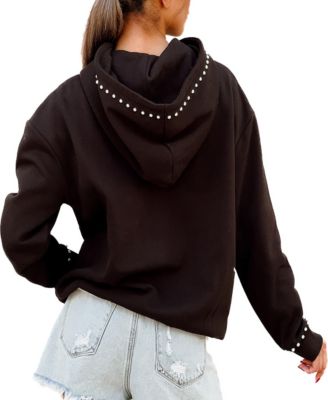 Women's Black Auburn Tigers Studded Pullover Hoodie