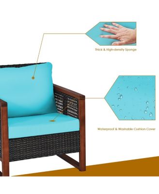 3 Pieces Acacia Wood Patio Furniture Set with Coffee Table