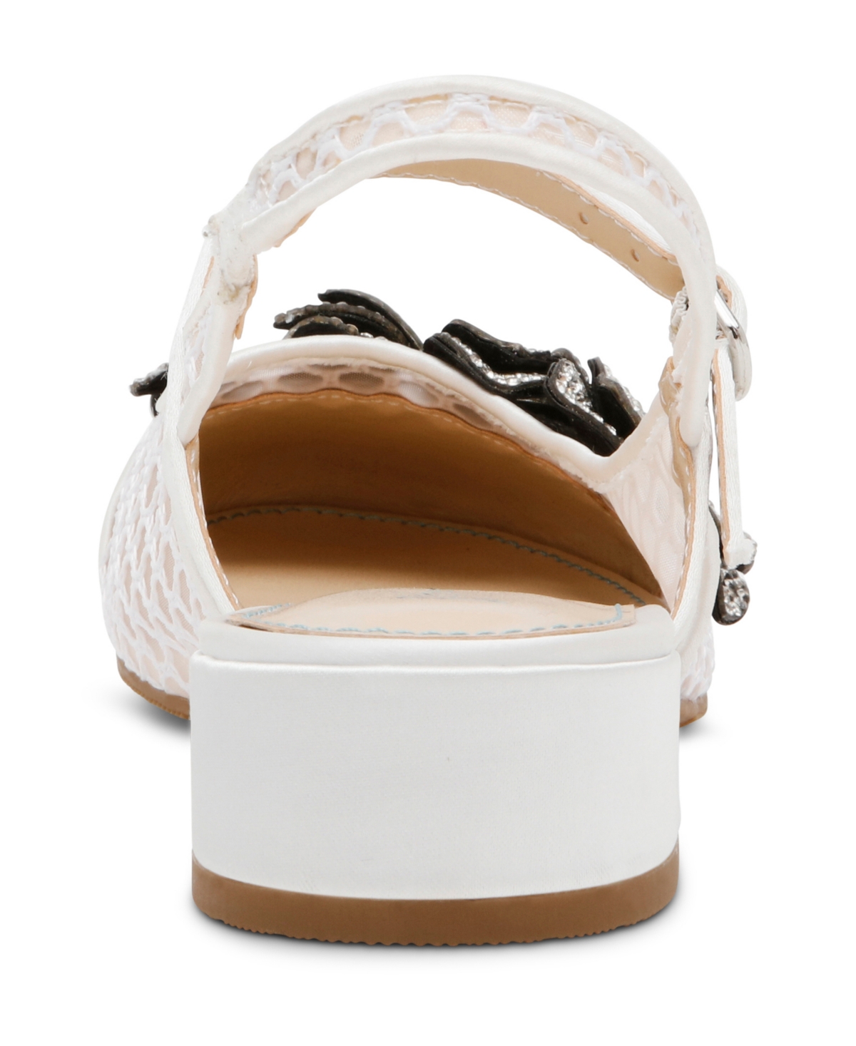 Betsey Johnson Little And Big Girls Sofya Mesh Flats With Flowers In Ivory