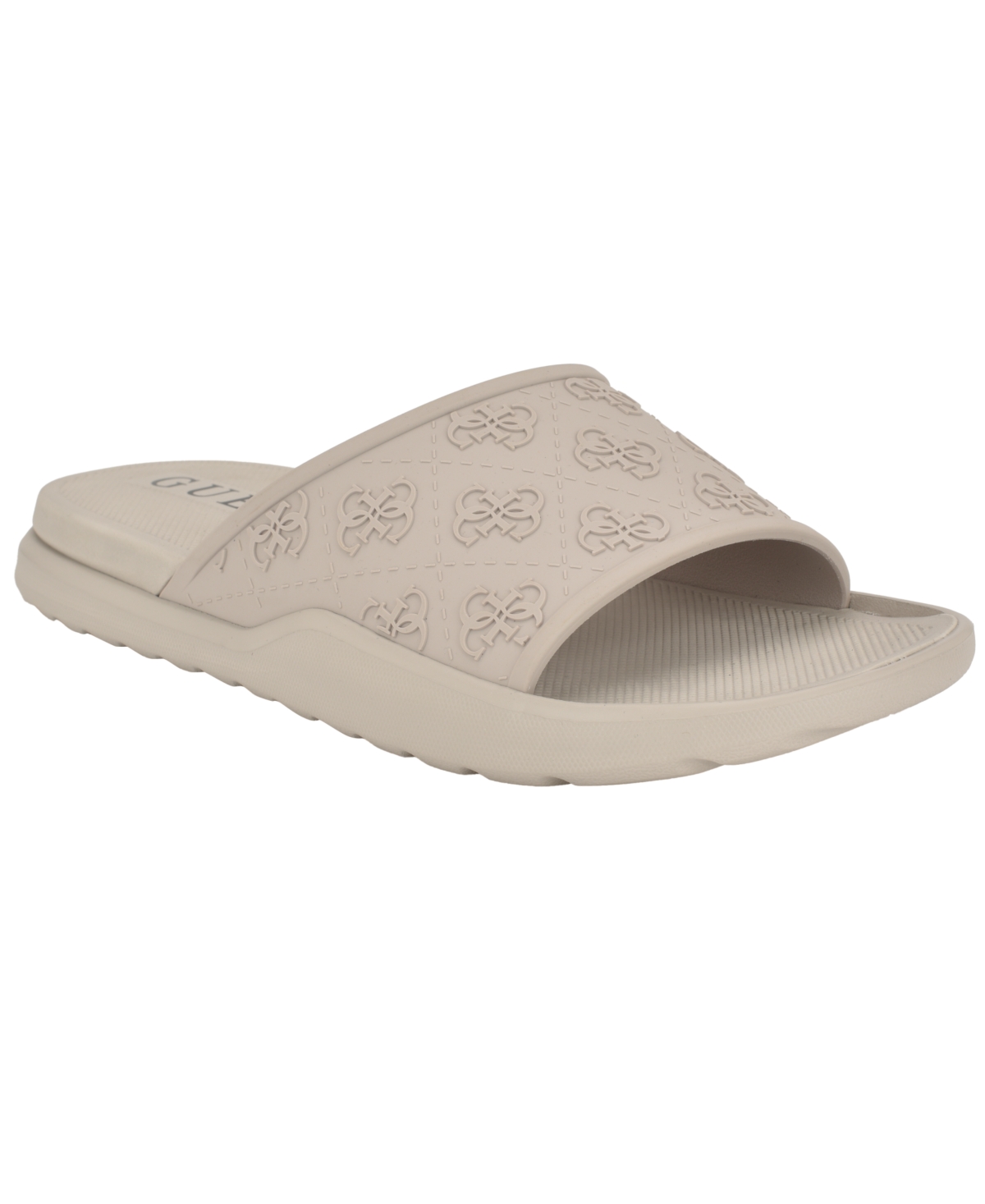 Guess Men's Magaria Branded Elevated Pool Slides In Light Gray