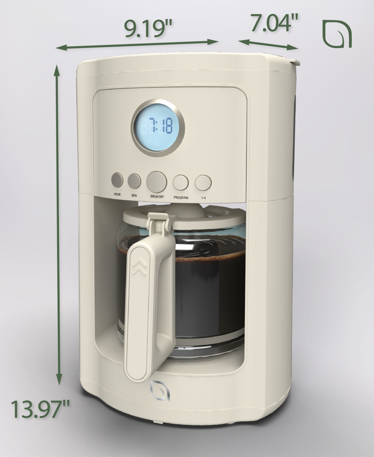 Willow Kitchen 12 Cup Coffee Maker – Programmable Brewing Options With Timer, Beautiful Design, Glass Pot In White