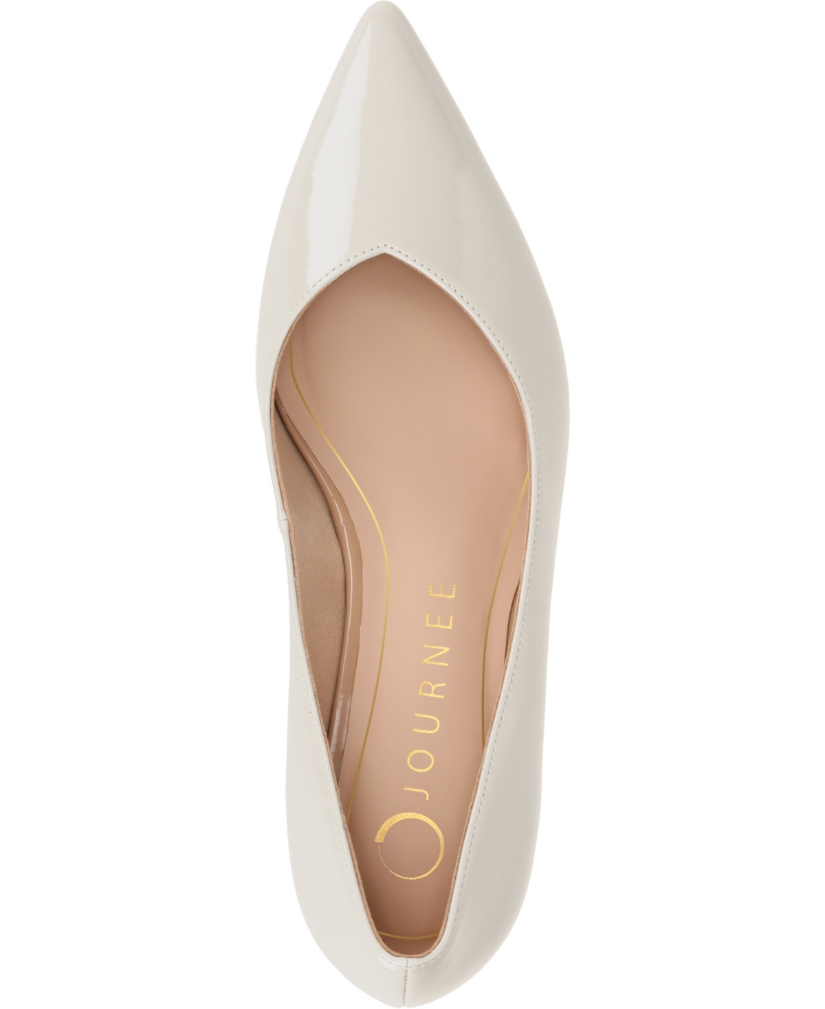 Journee Collection Celica Pointed Toe Pump In Bone Patent