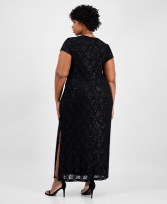 Plus Size Sequined Lace Gown