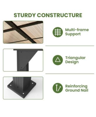 Hardtop Outdoor Gazebo Pergola Aluminum Framed with Sloping Pitched Roof for Garden, Patio