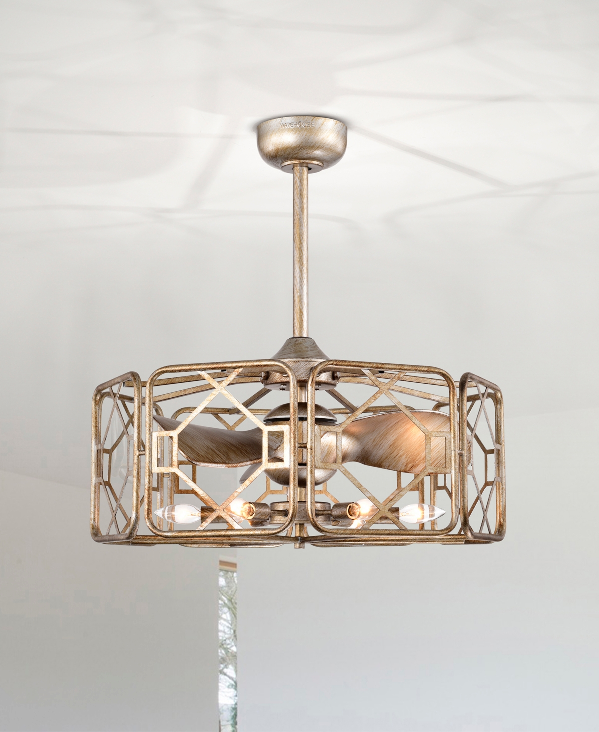 Home Accessories 23.2" Bairre 6-light Indoor Ceiling Fan With Light Kit And Remote In Gold Brushed