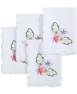 Elrene - Hydrangea Embroidered Fabric Napkin, Set of 4