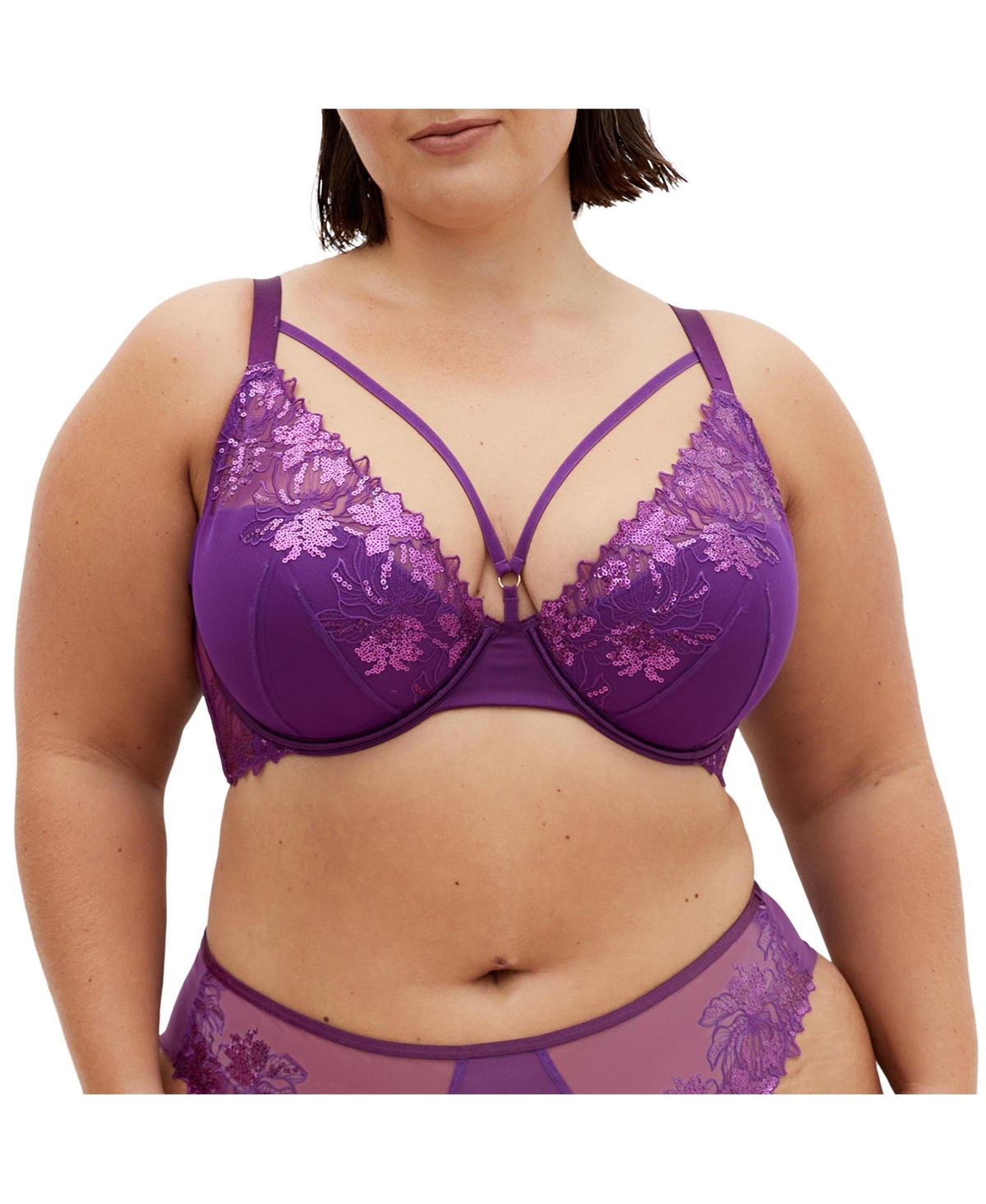 Plus Size Tara Plunge Contour Bra - Pink icing