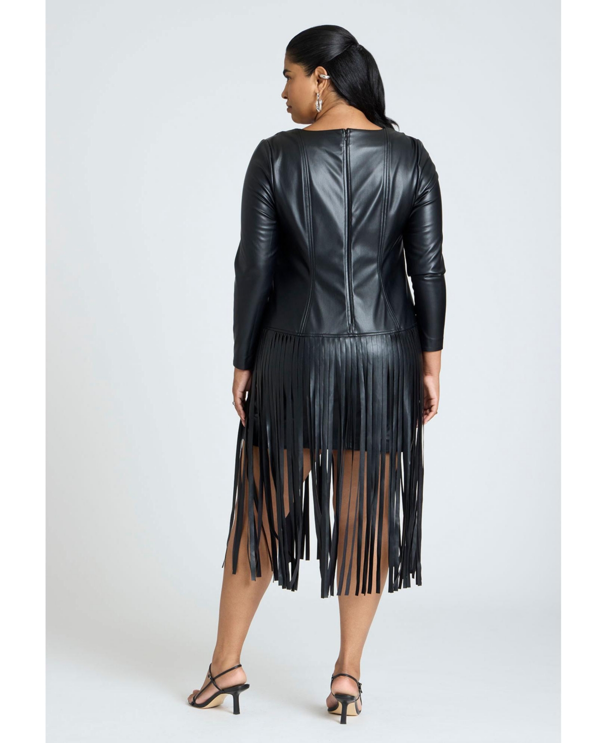 Eloquii Plus Size Fringe Faux Leather Dress
