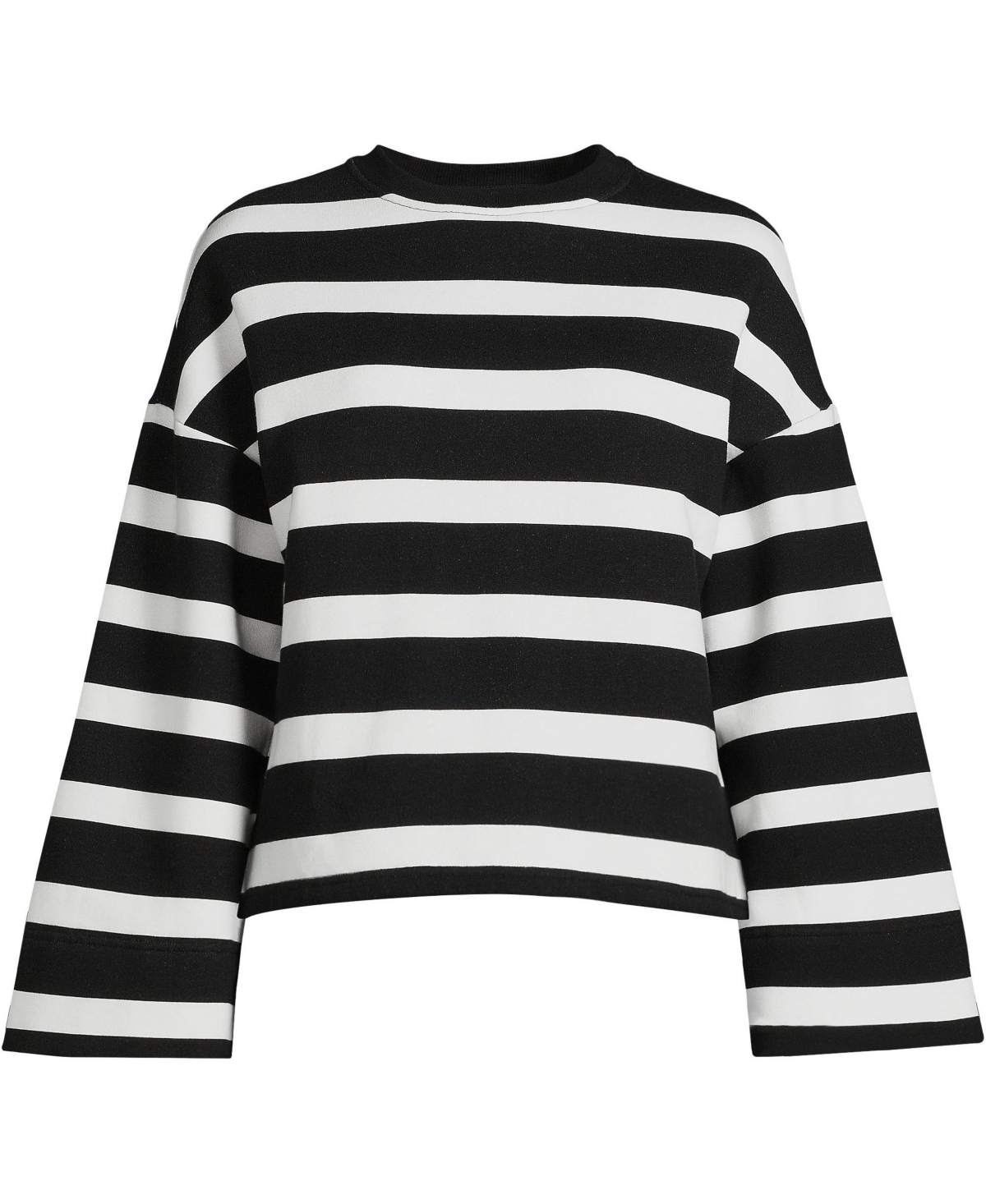 Lands' End Women's Bell Sleeve Stripe Sweatshirt -ivory stripe