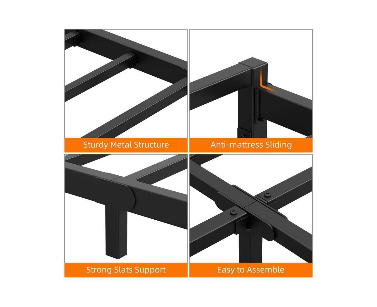 gaomon 6 Inch Bed, Metal Platform Bed Frame with Steel Slats Support, Mattress Foundation, Easy Assembly, No Box Spring Needed
