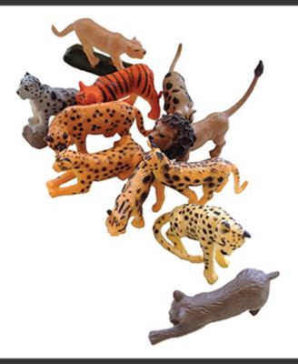 Nature Tube Big Cat Figurines, 12 Pieces