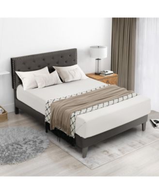 Full Size Upholstered Platform Bed with Tufted Headboard-Full Size