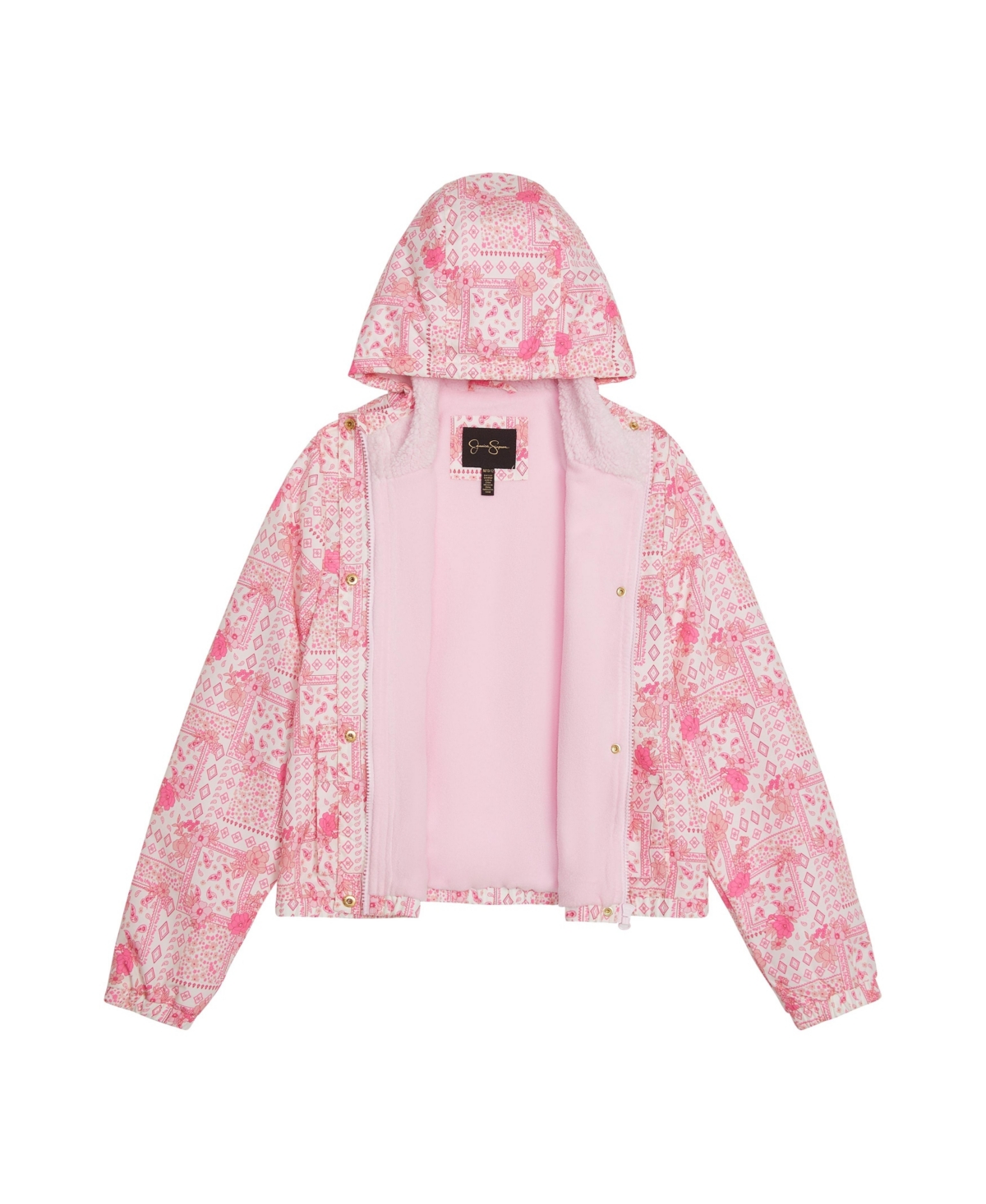 Jessica Simpson Toddler Girls Bandana Printed Midweight Fleece Lined Jacket