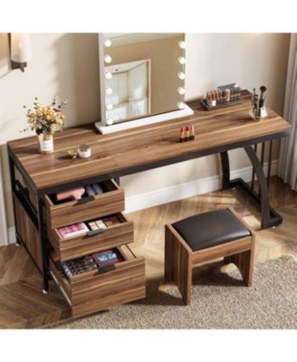 Vanity Desk with 3 Drawers, 59-Inch Chic Makeup Desk for Women, Black Friday Deals