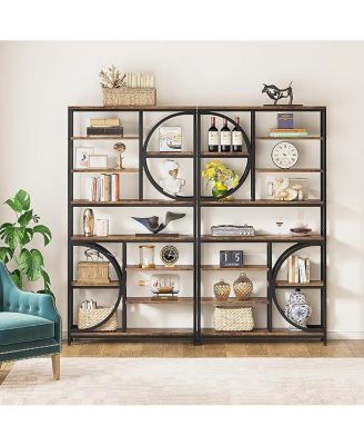 8-Tier Bookshelf – Industrial Tall Etagere Bookcase with Open Display Shelves & Metal Frame for Home Office