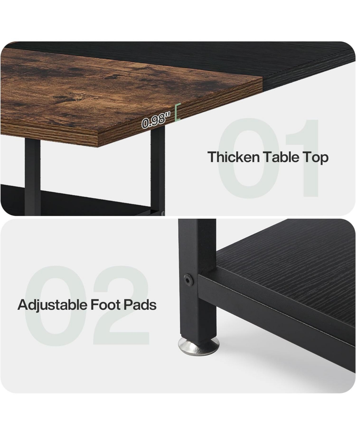 Tribesigns 47-inch Square Conference Table, Wood Seminar Table With Storage And Splicing Tabletop, Business Fur In Brown  Black
