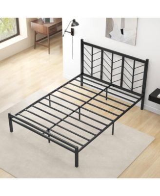 Queen Size Platform Bed with Headboard and Metal Frame-Queen Size