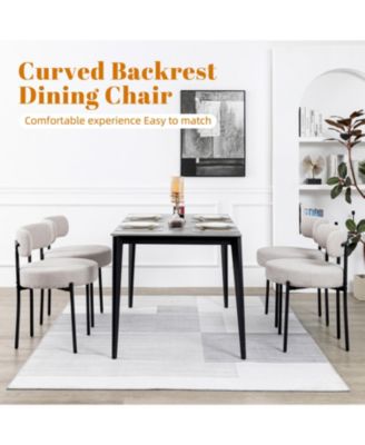 Boucle Dining Chairs Set of 4, Upholstered Kitchen Dining Room Chairs, Side Chairs with Thick Cushions and Metal Legs