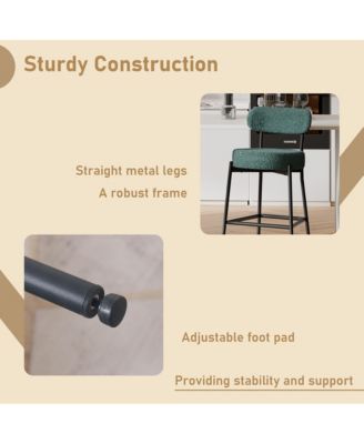 Bar Stools Set of 2, 27 Inches Counter Height Kitchen Bar Stools with Back, Modern Metal Tall Bar Stools for Kitchen Island